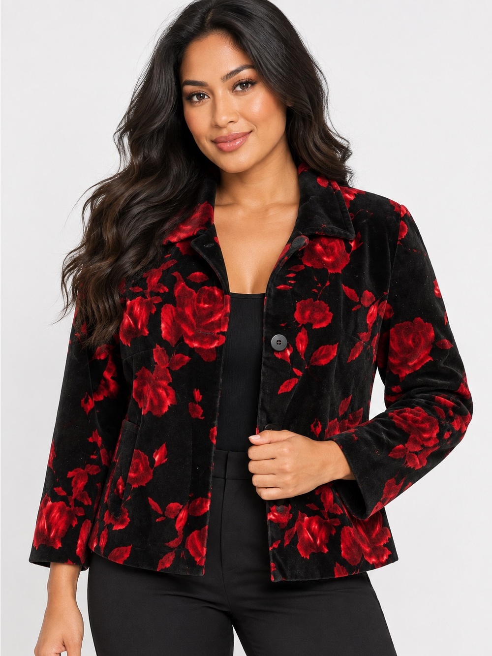 Talbots Velveteen Floral Career Blazer or Swing Jacket